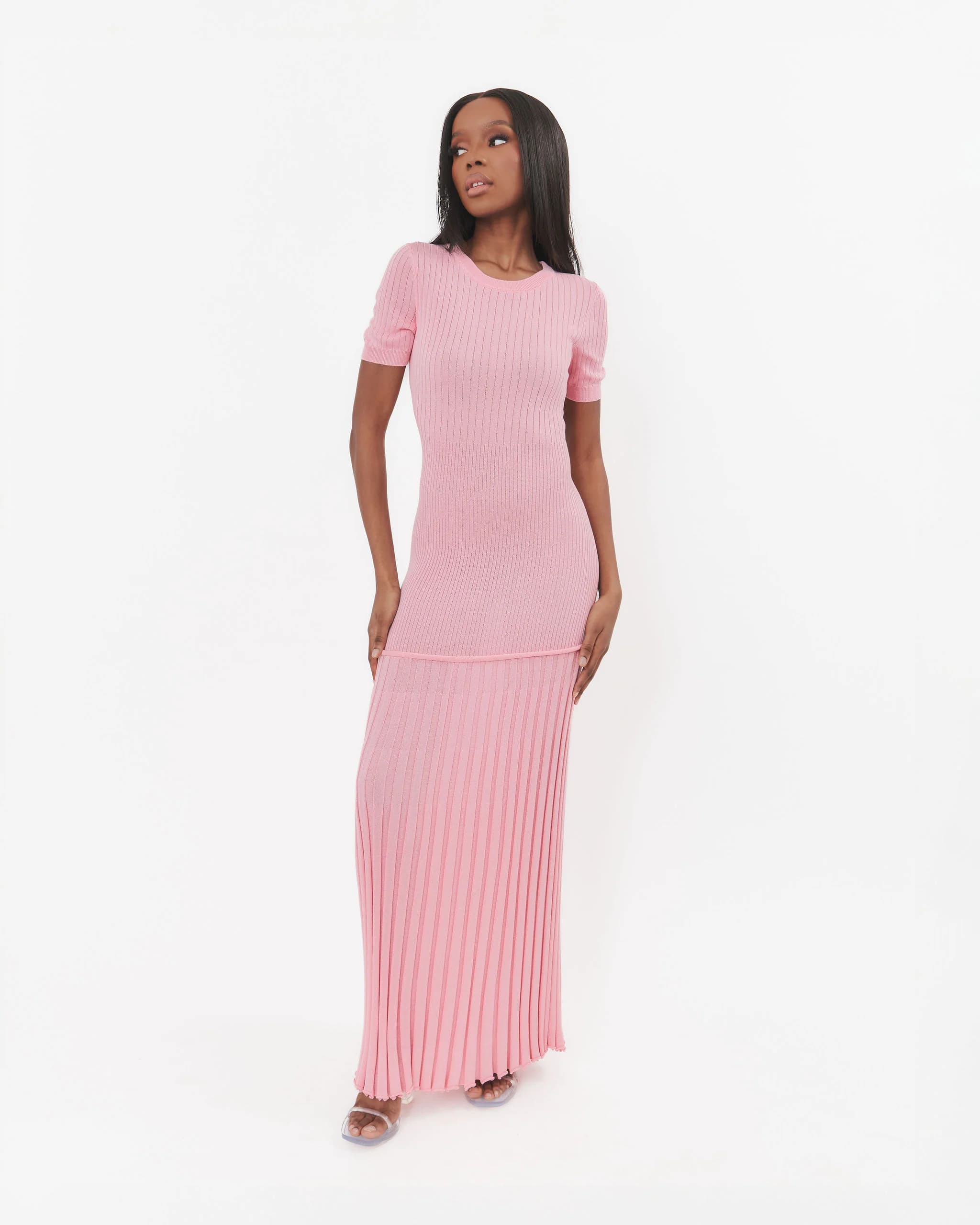 Ella Blush Pink Short Sleeve Dress