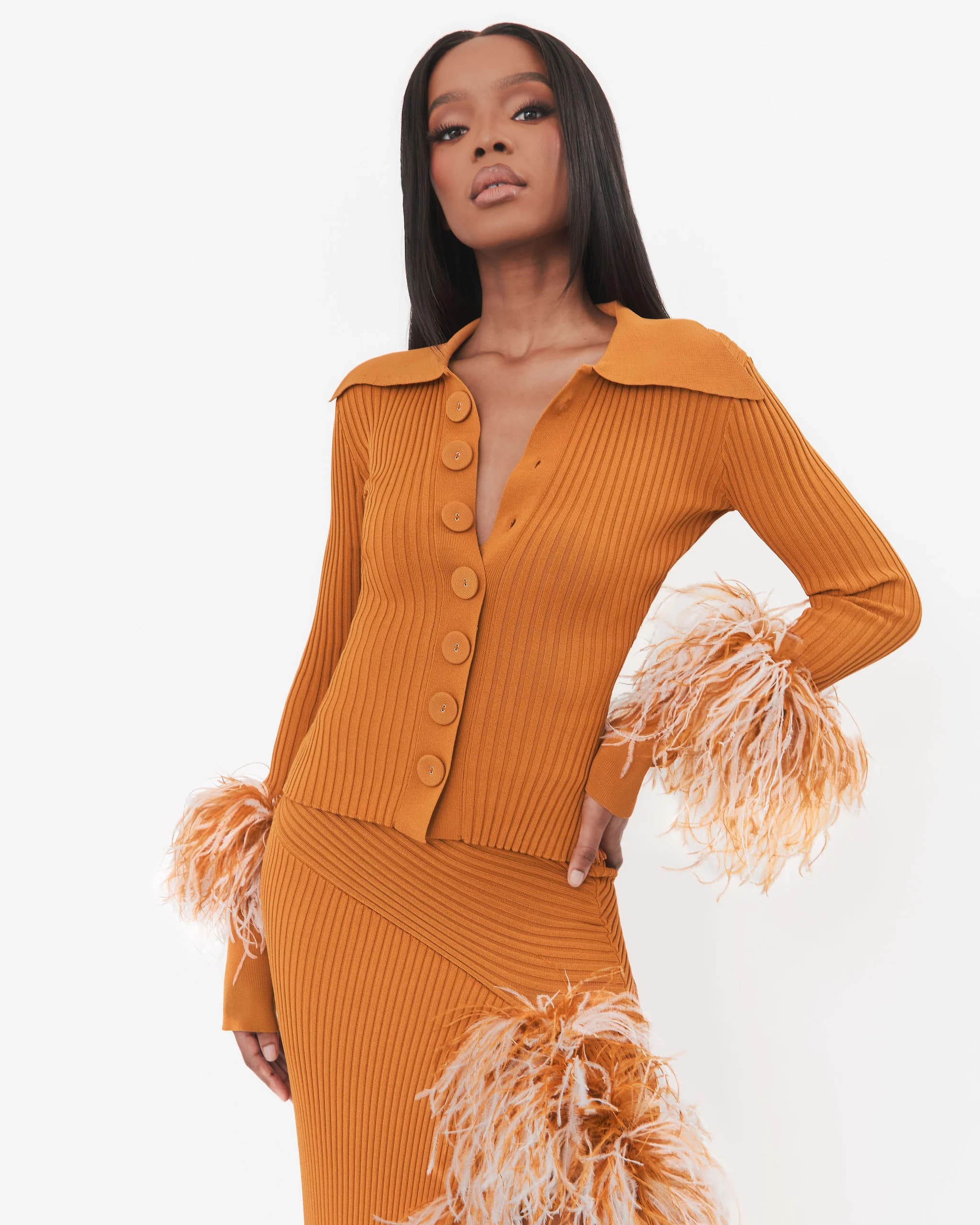 Maya Feather-Cuff Top