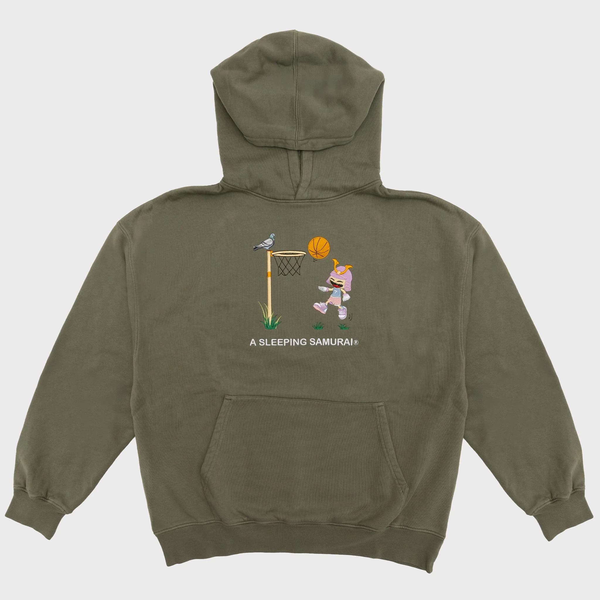 LOVE TO FLY EMBROIDERED NYC PIGEON BASKETBALL TOSHIRO ORGANIC HOODIE